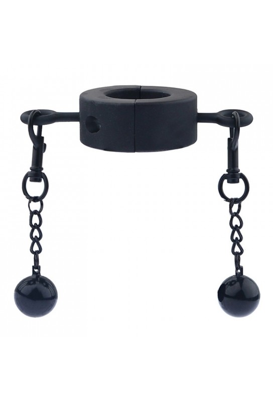 Ballstretcher en métal avec Boules Testicle M 32mm - Hauteur 20mm - Poids 435g Noir 