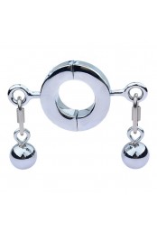 Ballstretcher en métal avec Boules Testicle S 32mm - Hauteur 12mm - Poids 325g Argenté