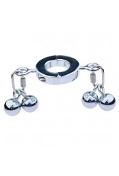 Ballstretcher en métal avec 4 Boules Big Testicle S 32mm - Hauteur 12mm - Poids 450g Argenté