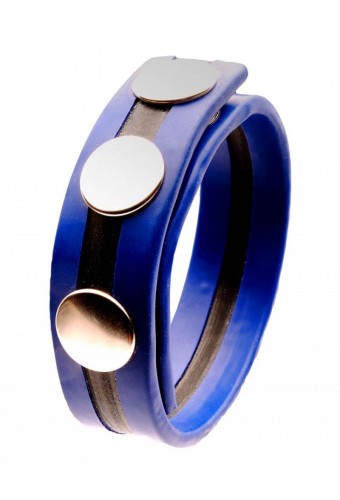 Cockring Rubber 3 snaps Bleu 