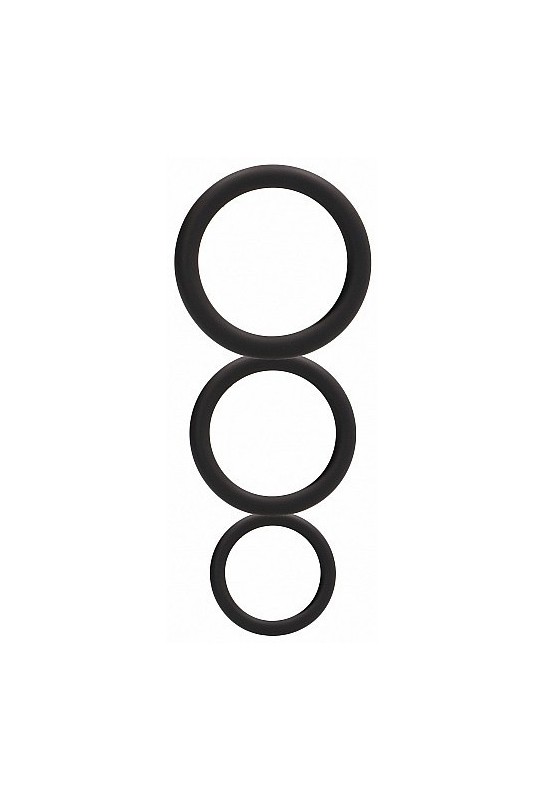 Set de 3 cockrings noirs en silicone 