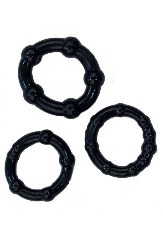 Pack de 3 mini cockrings souples noirs 