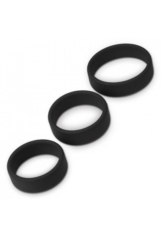 Pack de 3 cockrings silicone SiliRing Noirs 