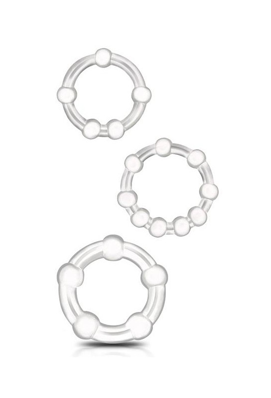 Lot de 3 Mini cockrings souples Beaded Set Transparents 
