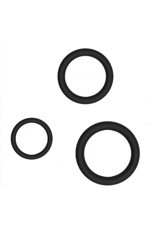 Lot de 3 Cockrings fins Dick Stretch Noirs 