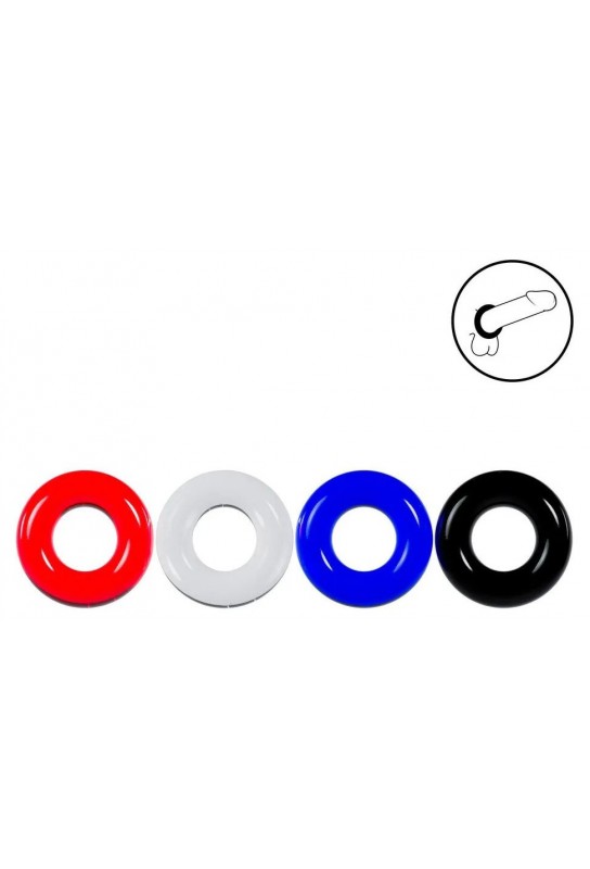 Lot de 4 Cockrings CockFlex 17 mm Multicolores 