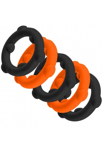 Lot de 5 Cockrings Spinner 25 mm Noir-Orange 