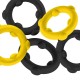 Lot de 5 Cockrings Spinner 25 mm Noir-Jaune 