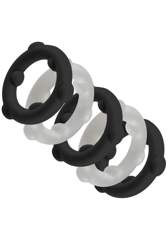 Lot de 5 Cockrings Spinner 25 mm Noir-Blanc 