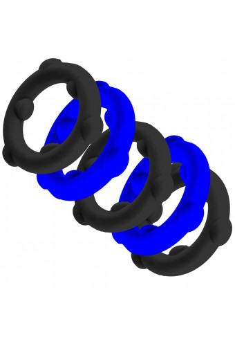Lot de 5 Cockrings Spinner 25 mm Noir-Bleu 