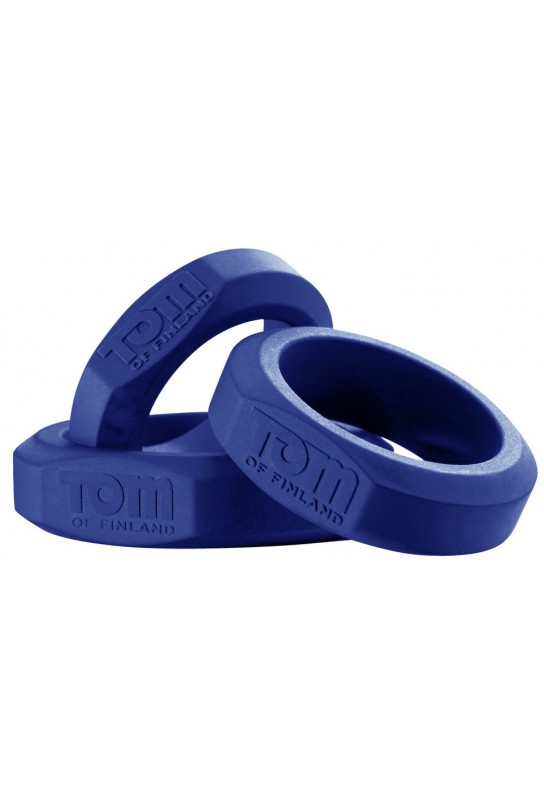 Lot de 3 Cockrings Tom of Finland Bleus 