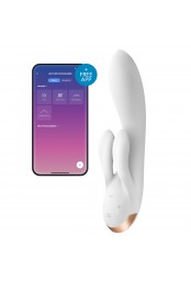 Vibro Rabbit connecté Double Flex Satisfyer 20cm Blanc