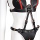 Ensemble Ouvert 2 Pièces Leathcrossed Noir et Rouge 