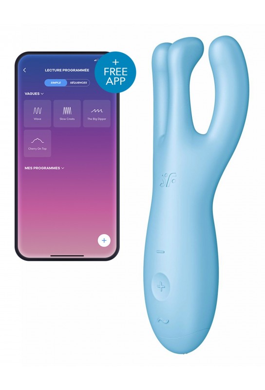 Stimulateur de clitoris connecté Threesome 4 14cm Tiurquoise 
