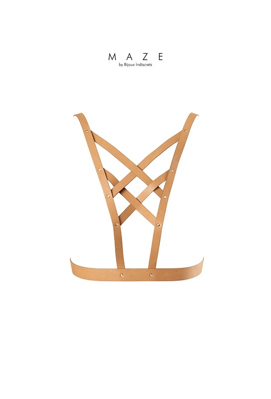 Harnais décolleté croisé marron - Maze