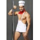 Tenue de cuisinier sexy - Déguisement 4 pièces avec tablier, slip et toque