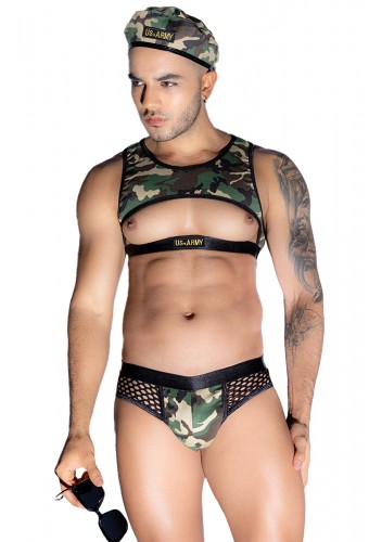Tenue militaire sexy 4 pièces - J Lingerie